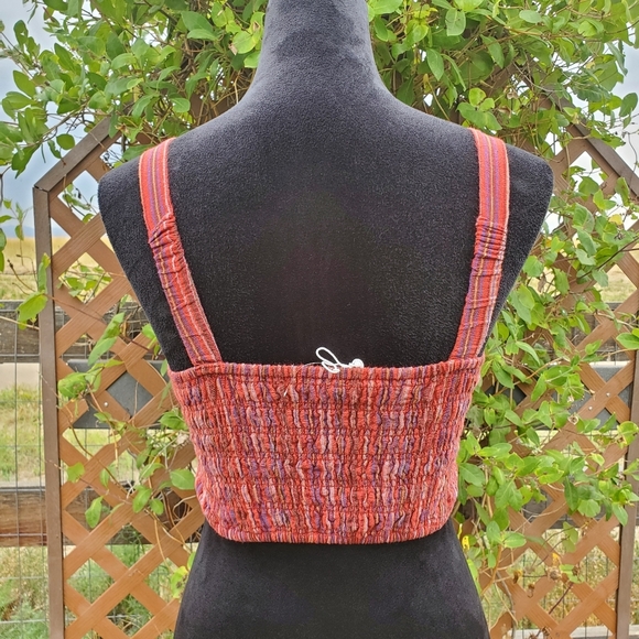 NWT American Eagle Cropped Corset Top Size XS Red Striped - Picture 10 of 13